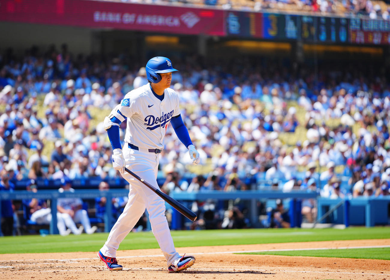 ドジャース対カージナルス　5回裏ドジャース無死、四球を選ぶ大谷（撮影・垰建太）