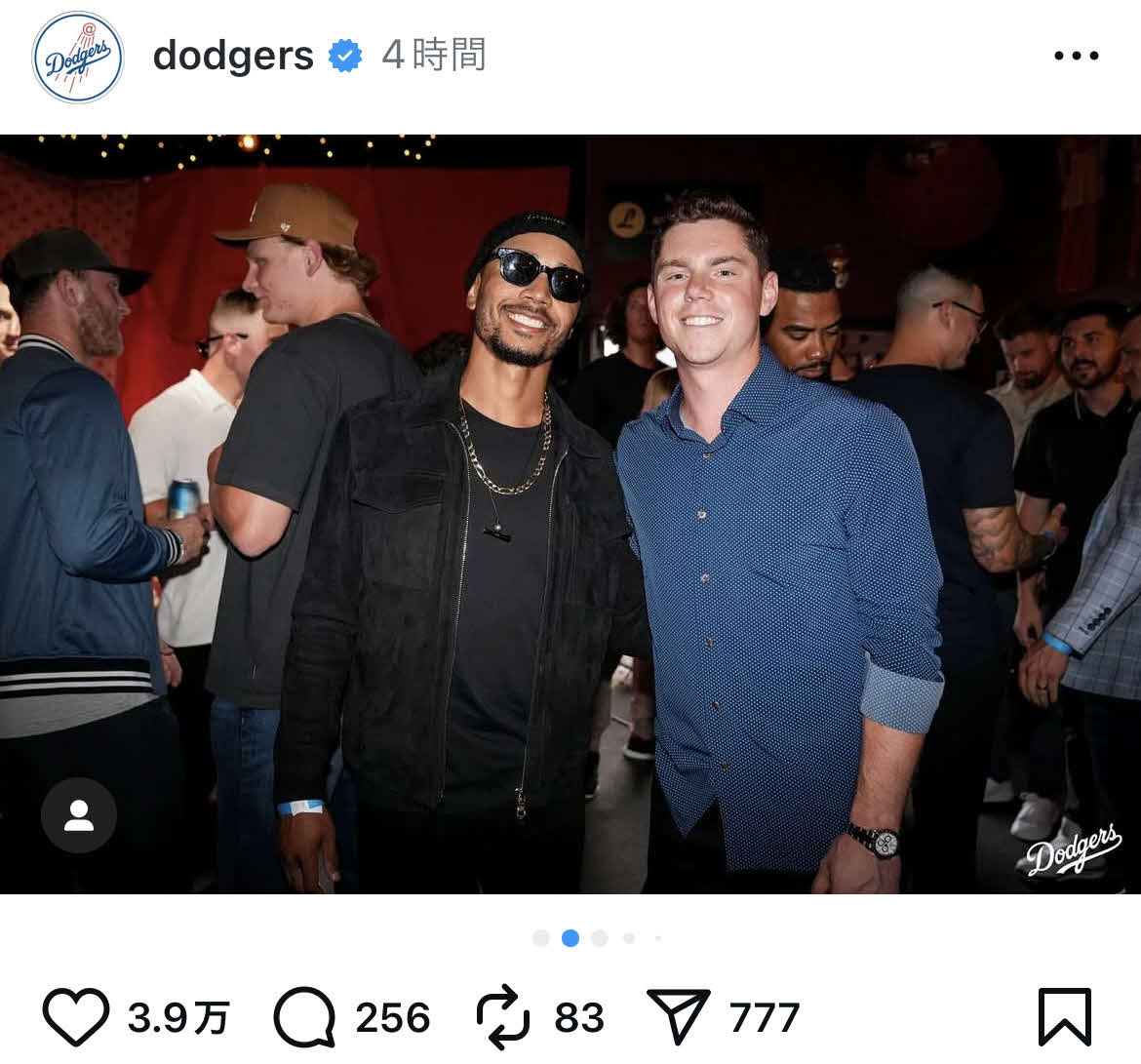 ドジャース公式インスタグラムから
