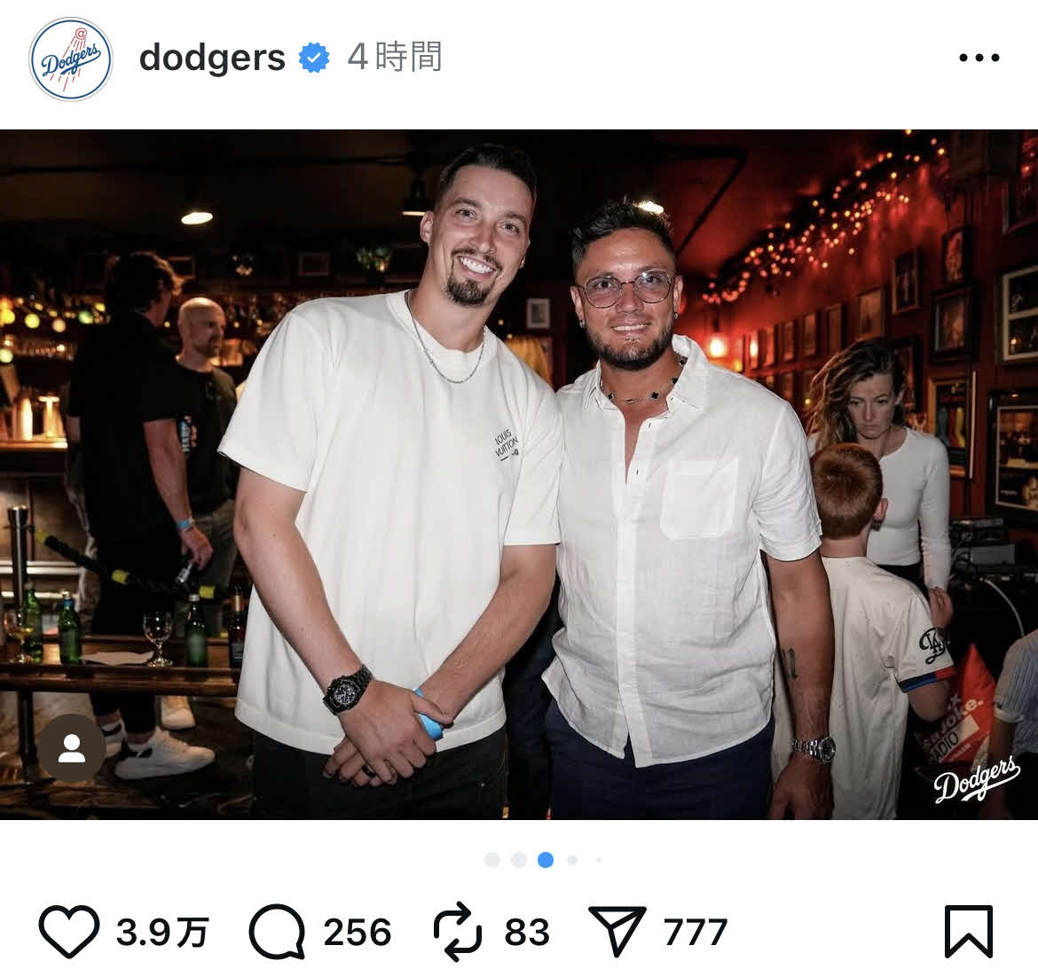 ドジャース公式インスタグラムから