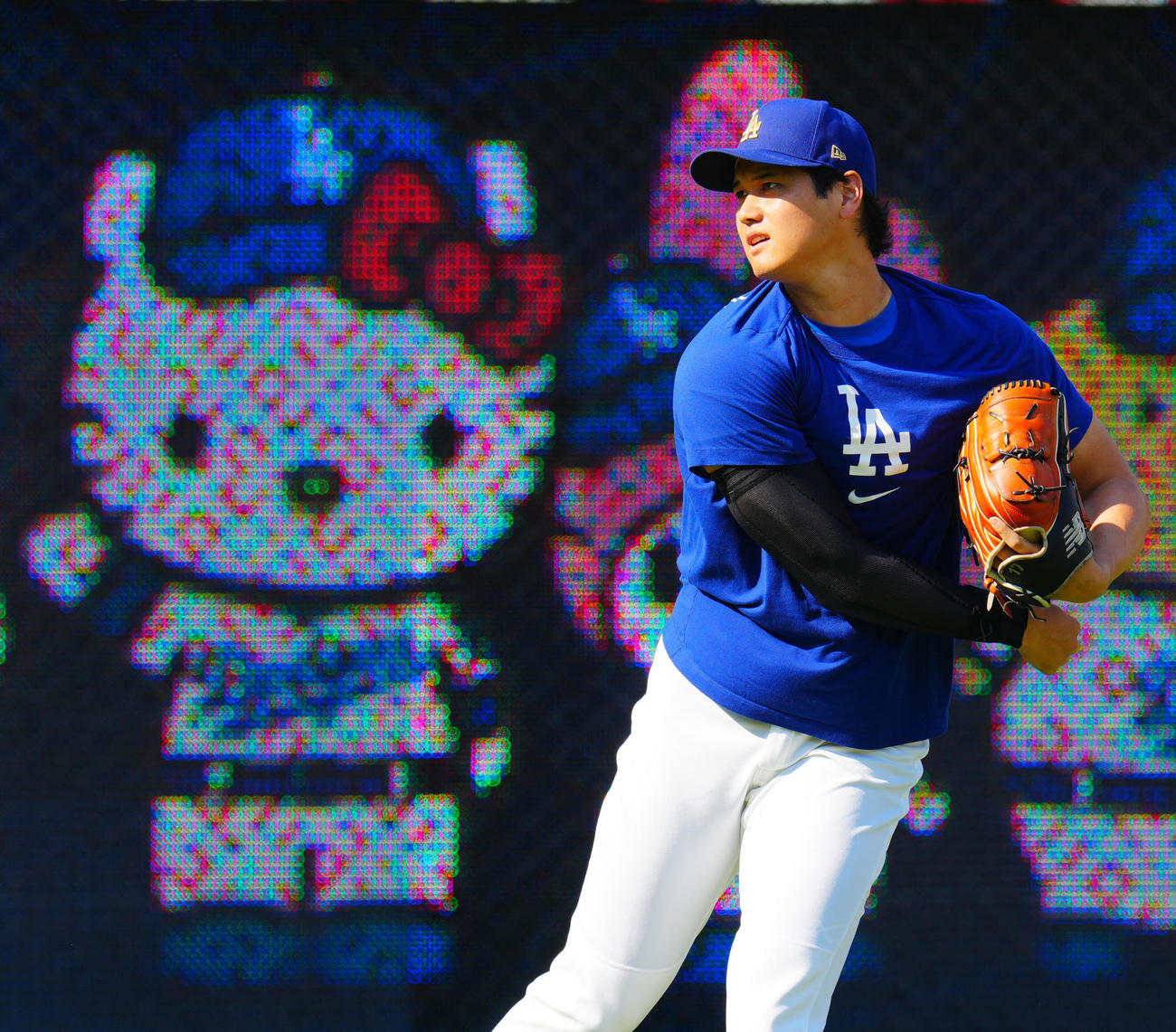 ドジャース対カージナルス　試合前練習に臨むドジャース大谷（撮影・垰建太）