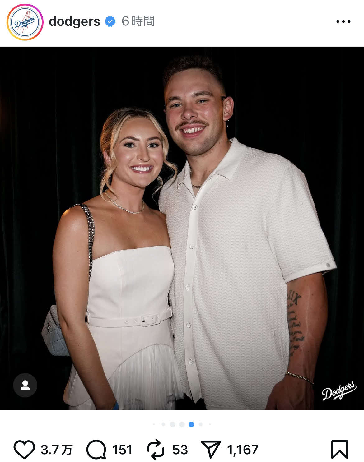 ドジャース公式インスタグラムから