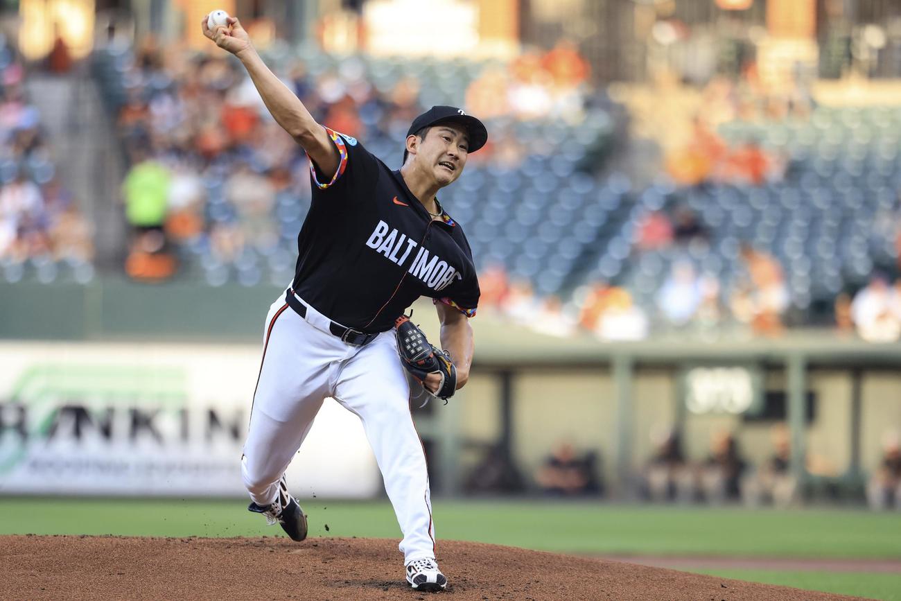 アスレチックス戦に先発して９勝目を挙げたオリオールズ菅野智之（AP）