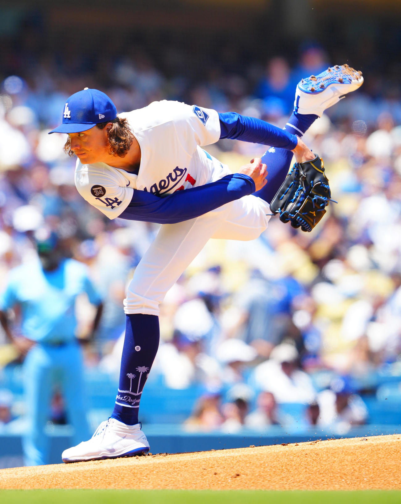 ドジャース対ブルージェイズ　力投するドジャース先発のグラスノー（撮影・垰建太）