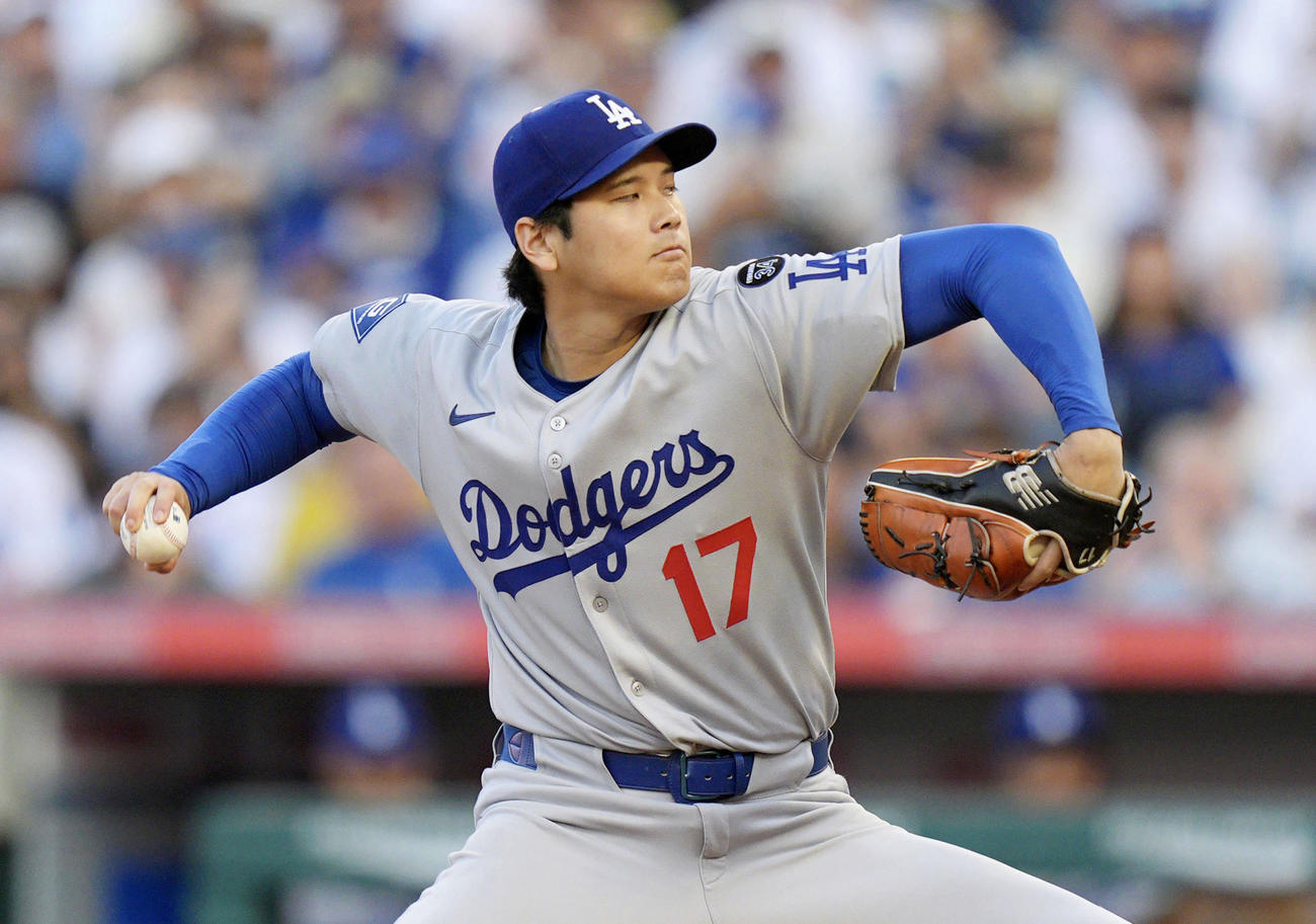 エンゼルス戦に先発登板したドジャース大谷（共同）