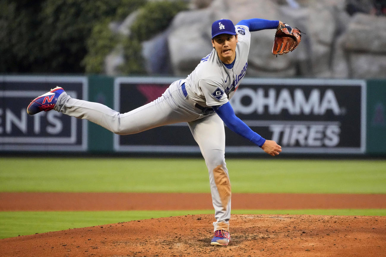 エンゼルス戦に先発したドジャース大谷翔平（AP)