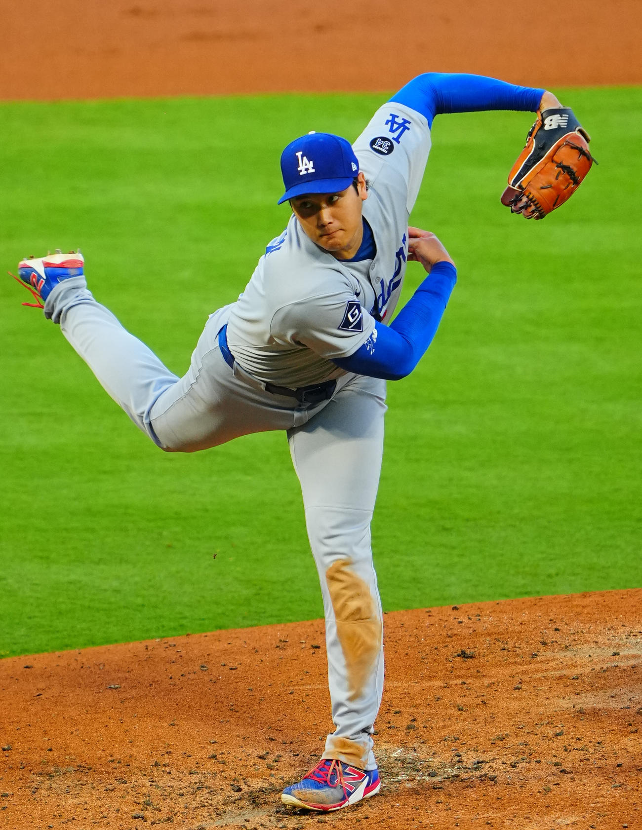 エンゼルス対ドジャース　力投するドジャース先発の大谷（撮影・垰建太）