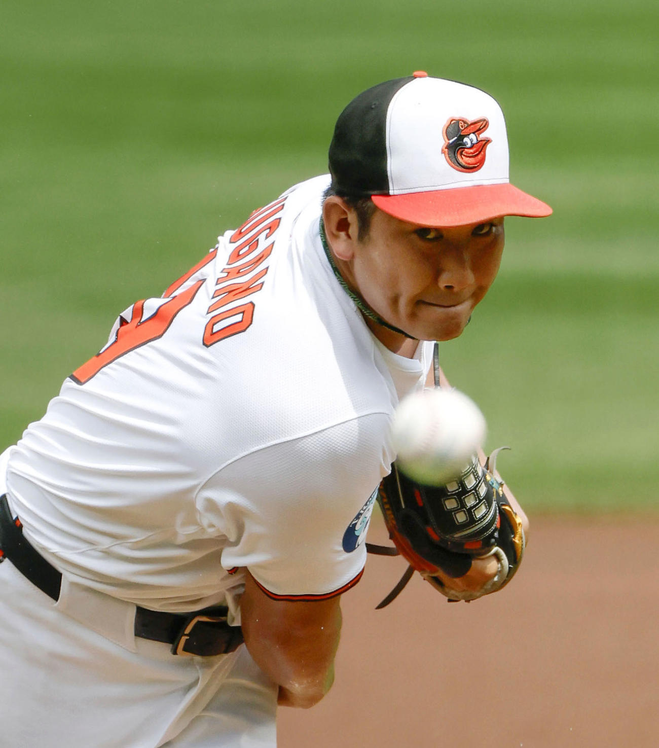 マリナーズ戦に先発し、5回 1／3 を3安打1失点で10勝目を挙げたオリオールズ・菅野（共同）