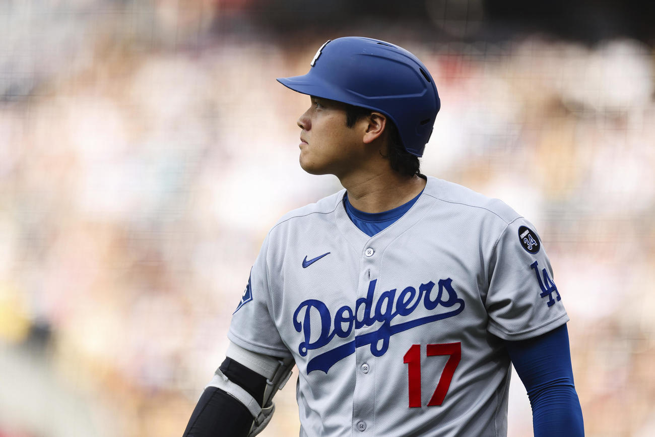 パドレス戦第１打席で三振したドジャース大谷翔平（AP)