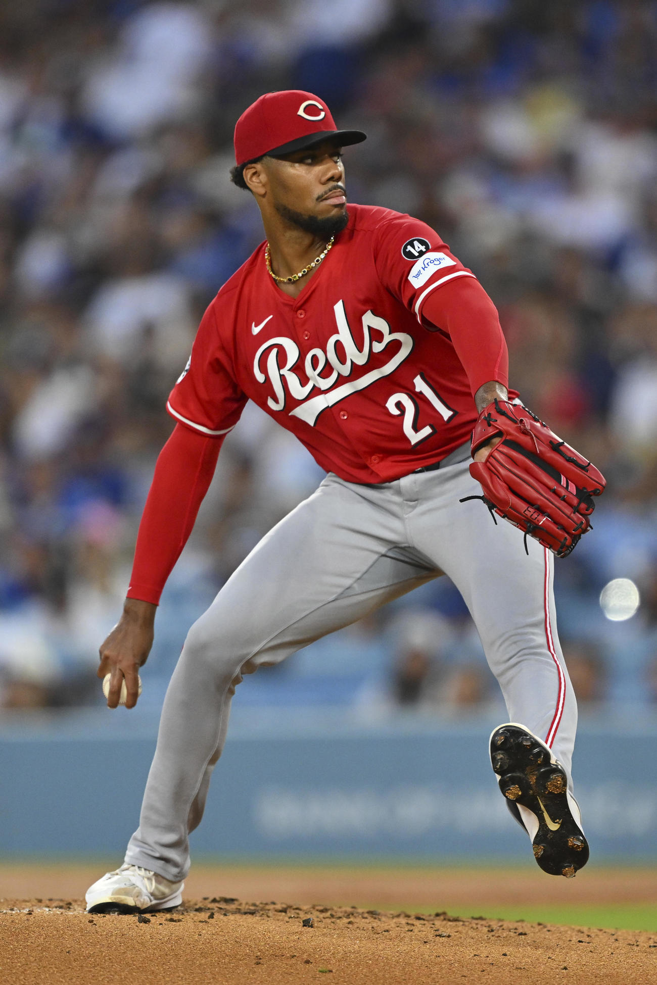 ドジャース戦に先発したレッズのグリーン（AP)