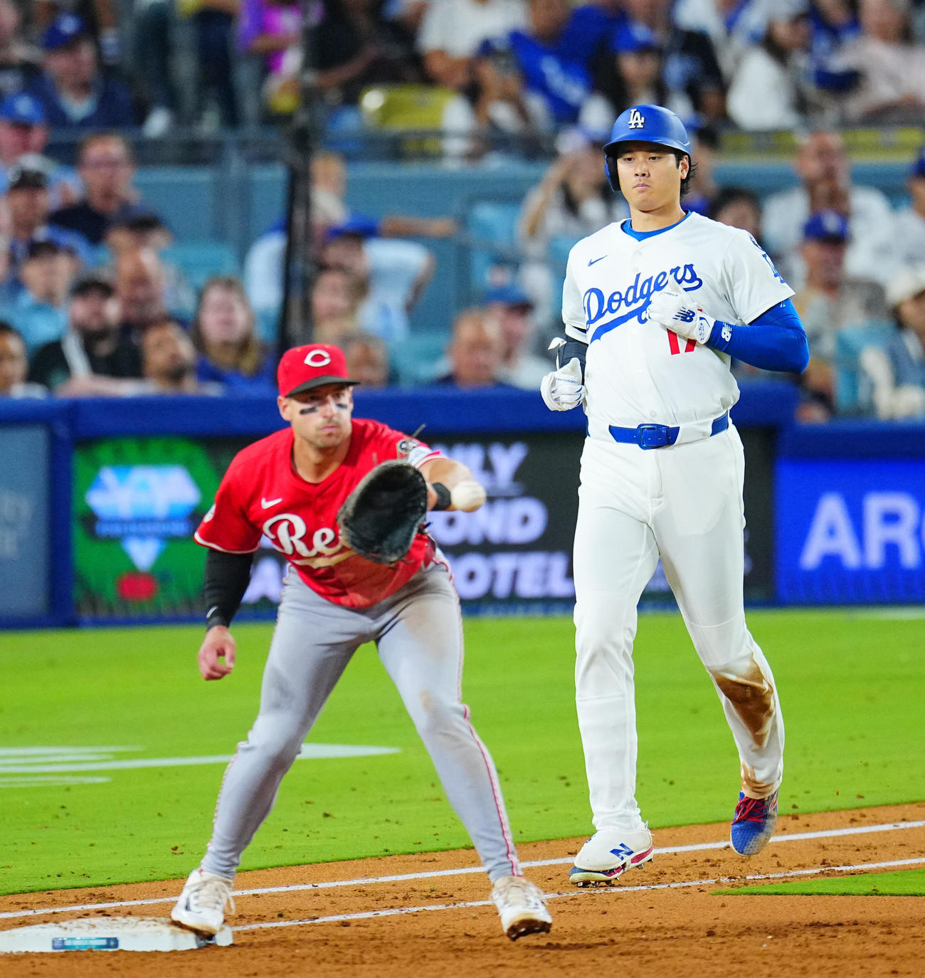 ドジャース対レッズ　7回裏ドジャース無死、ニゴロに倒れる大谷（撮影・垰建太）