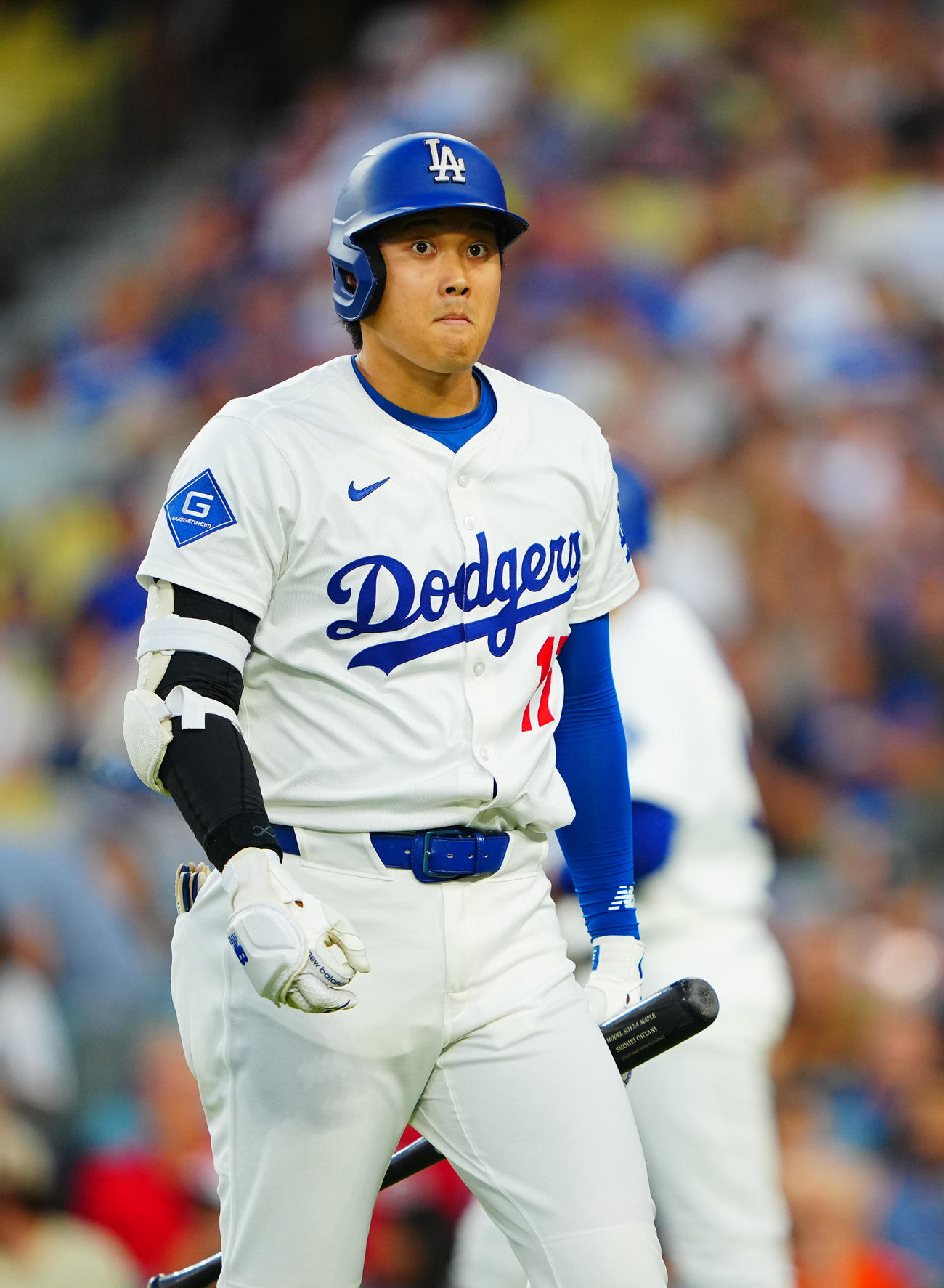 ドジャース対レッズ　1回裏ドジャース無死、空振り三振に倒れる大谷（撮影・垰建太）