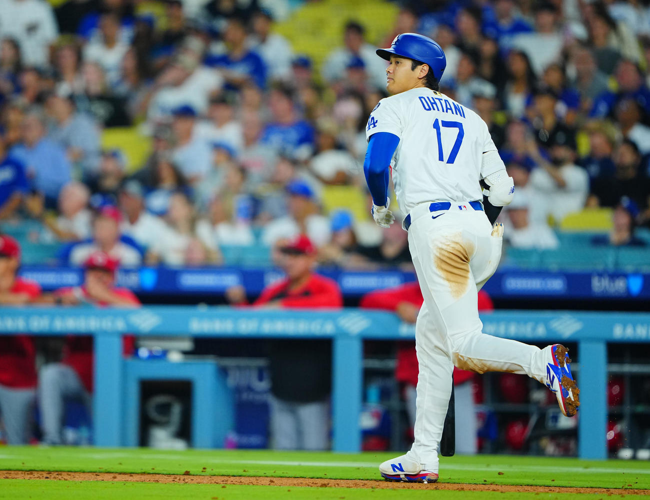 ドジャース対レッズ　5回裏ドジャース無死、左飛に倒れる大谷（撮影・垰建太）