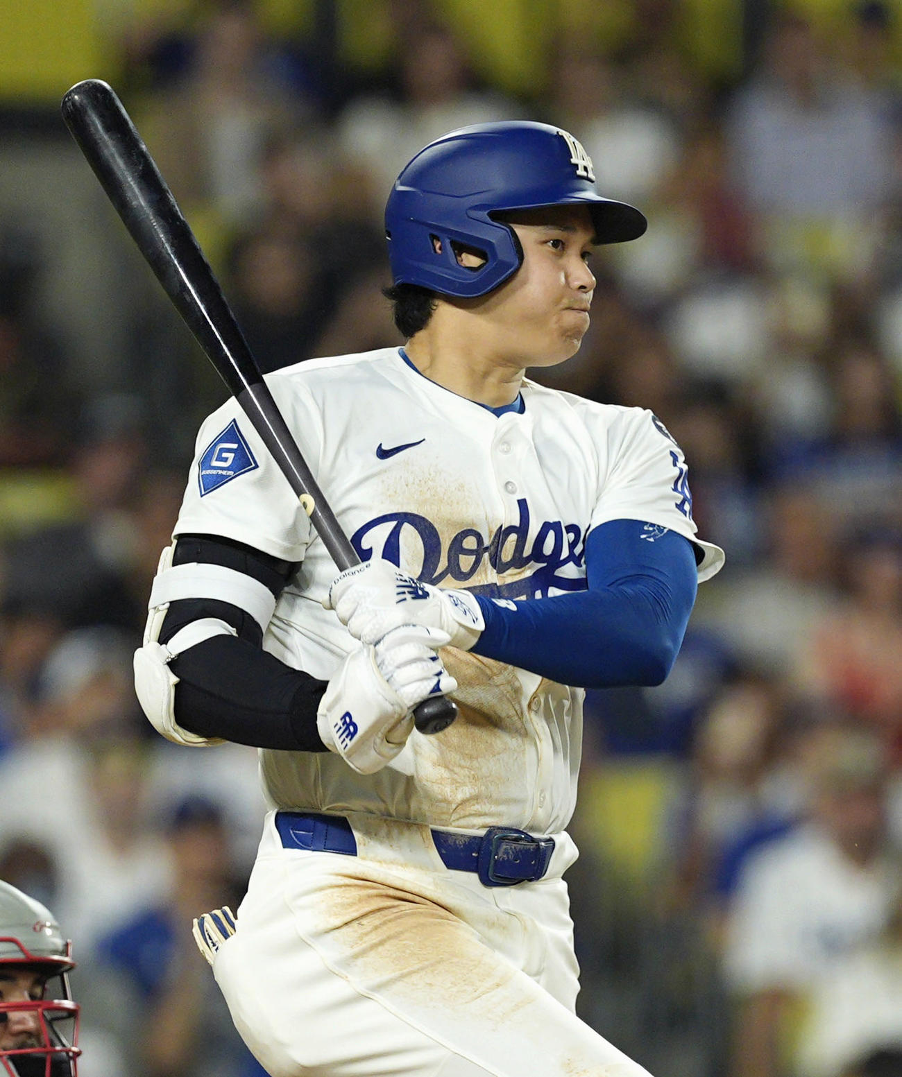 レッズ戦の6回、右前適時打を放つドジャース・大谷＝ロサンゼルス（共同）