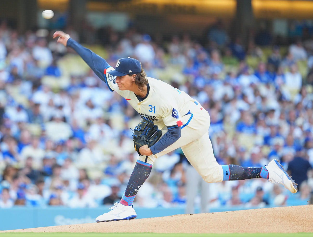 ドジャース対ダイヤモンドバックス　ドジャース先発のグラスノー（撮影・菅敏）