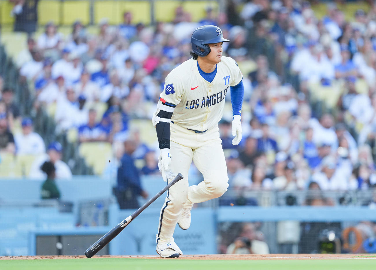 ドジャース対ダイヤモンドバックス　1回裏ドジャース無死、ニゴロに倒れる大谷（撮影・菅敏）