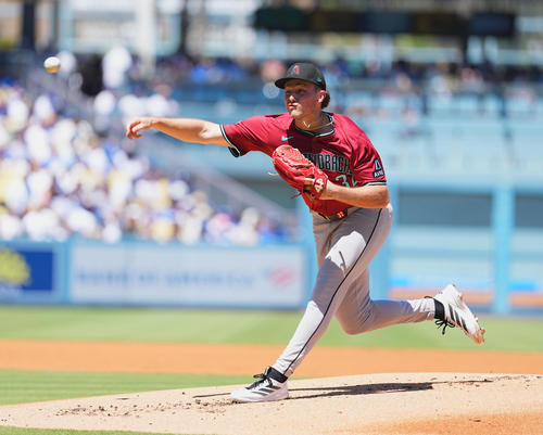 ドジャース対ダイヤモンドバックス　ダイヤモンドバックス先発のファット（撮影・菅敏）