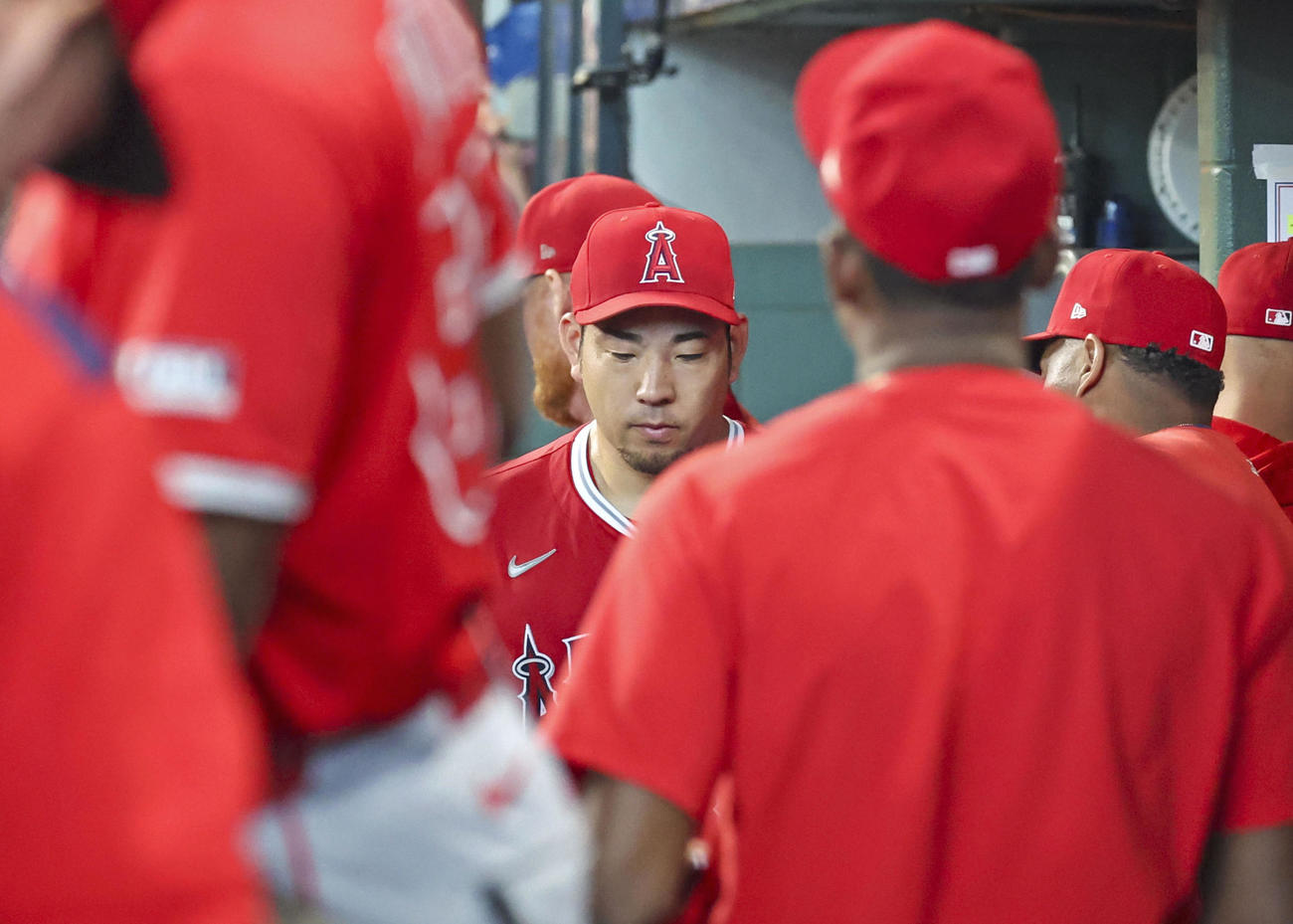 アストロズ戦の6回途中、降板したエンゼルス・菊池＝ヒューストン（ゲッティ＝共同）