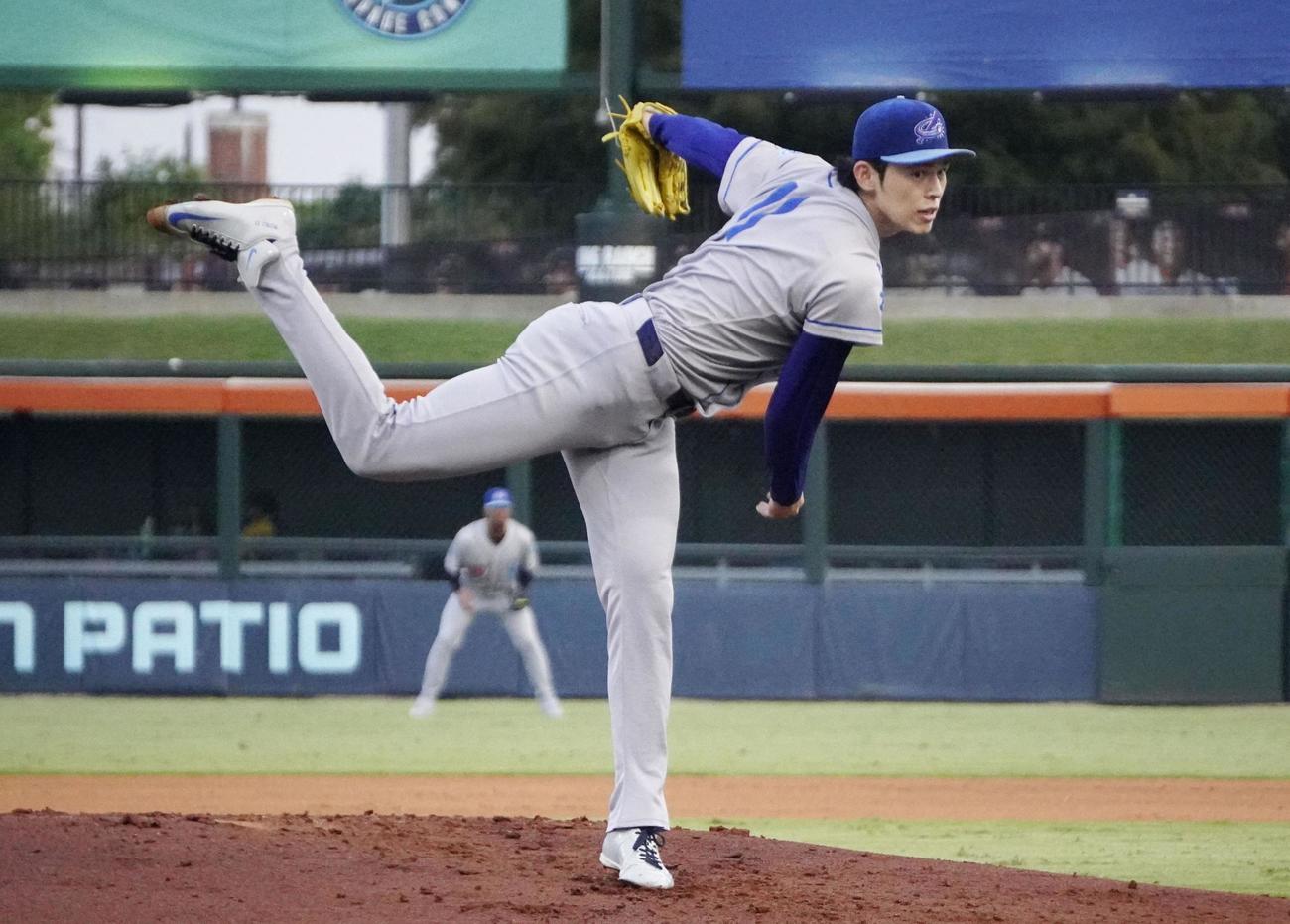 傘下マイナーの3Aオクラホマシティーの一員としてリハビリ登板したドジャース佐々木（共同）