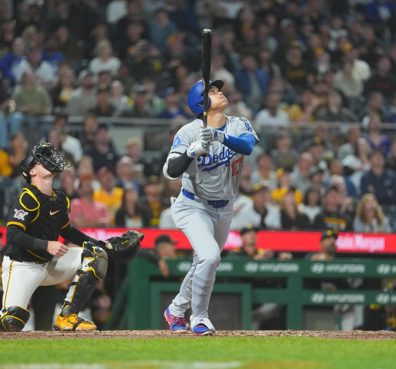 パイレーツ対ドジャース　8回表ドジャース2死、二飛に倒れる大谷（撮影・菅敏）