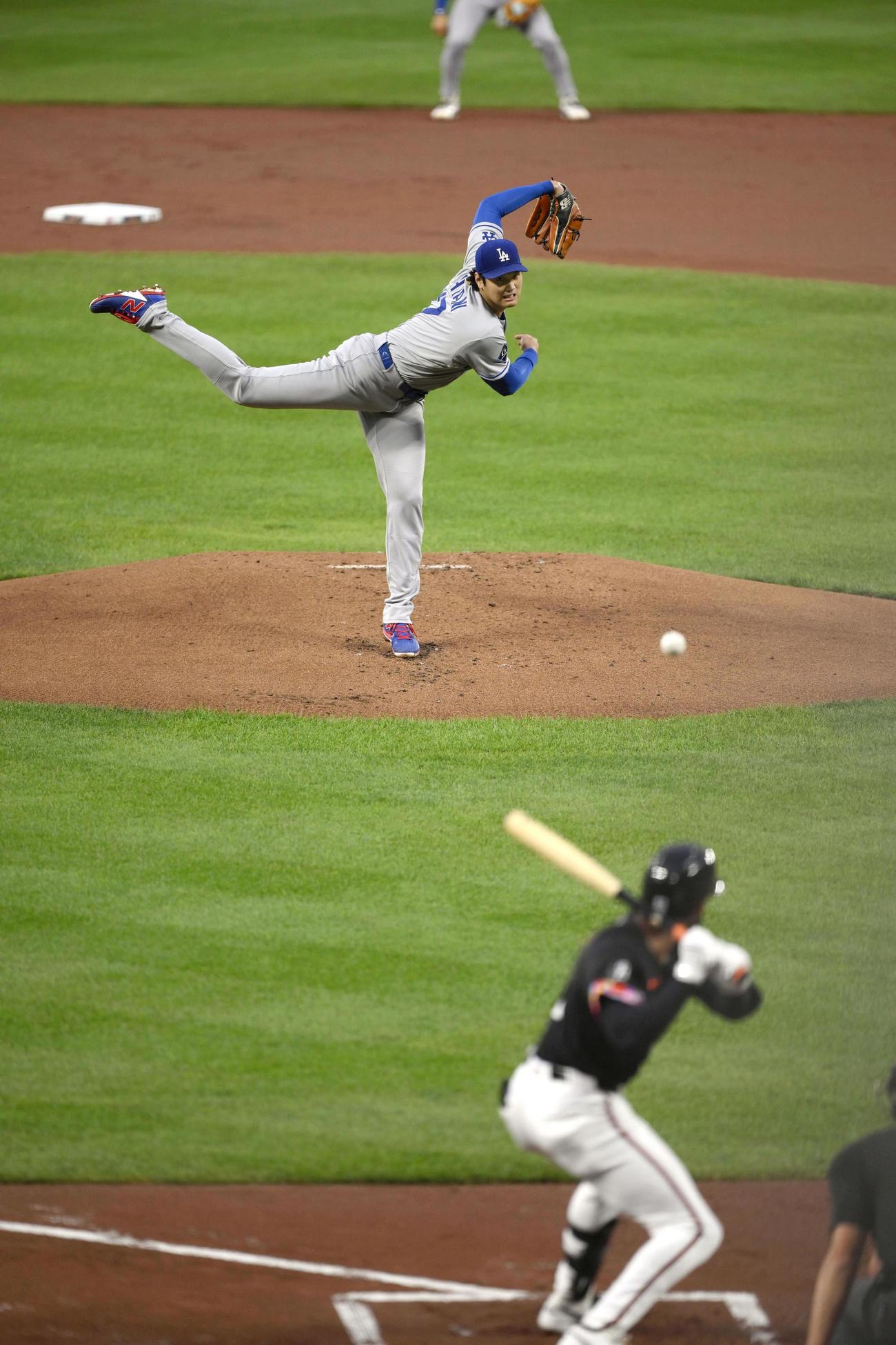 オリオールズ戦に先発登板したドジャース大谷（共同）