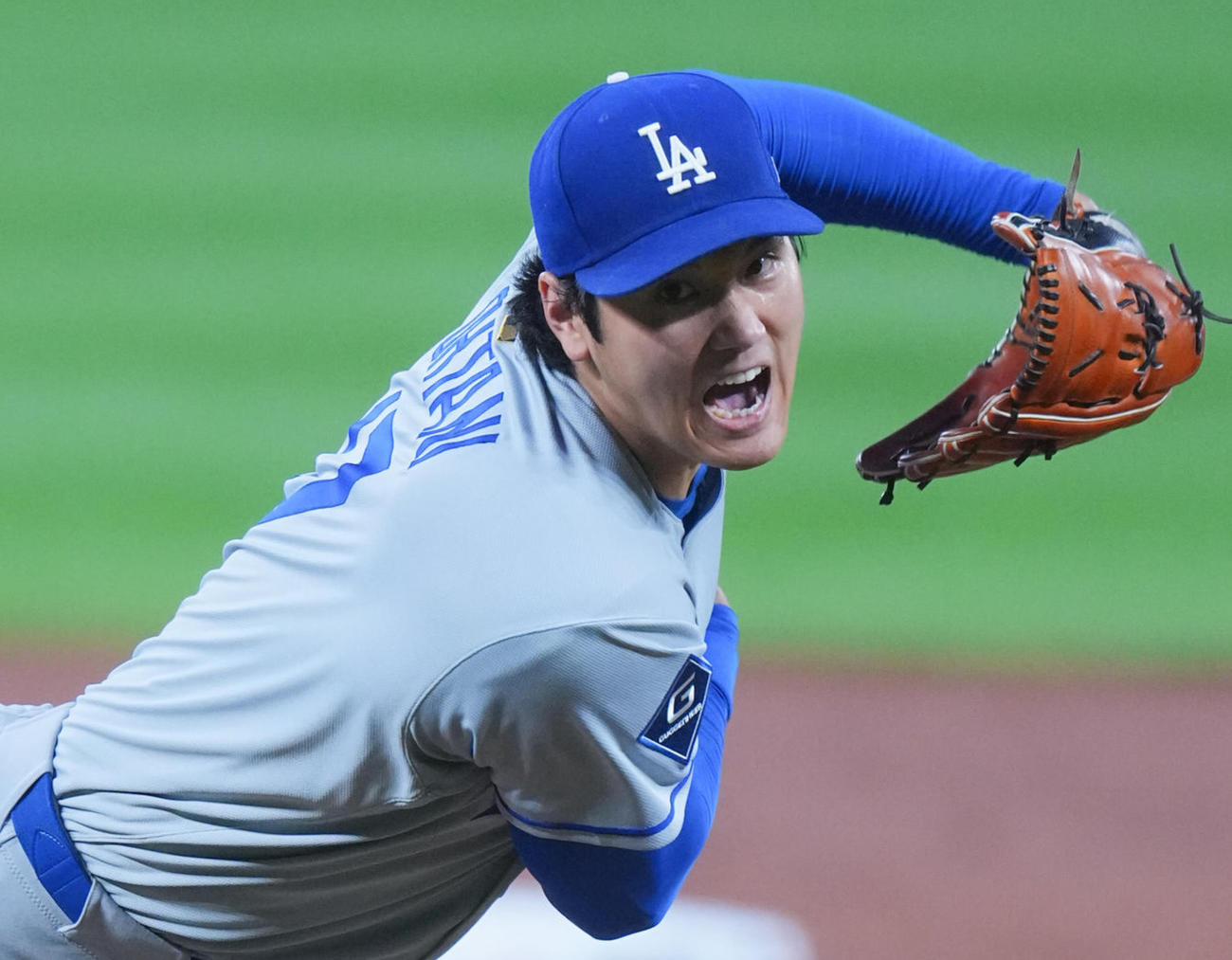 オリオールズ対ドジャース　力投するドジャース大谷（撮影・菅敏）