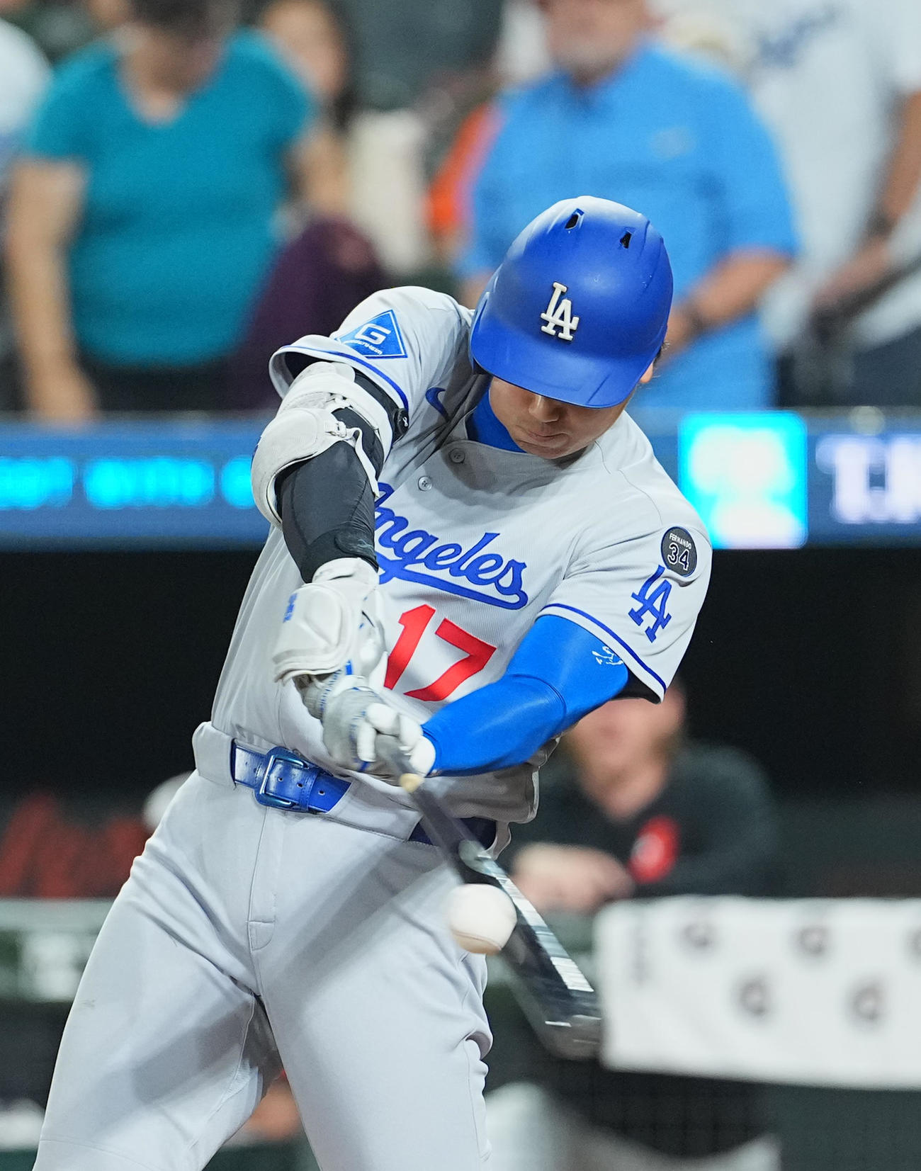 オリオールズ対ドジャース　7回表ドジャース無死一塁、左飛に倒れる大谷（撮影・菅敏）