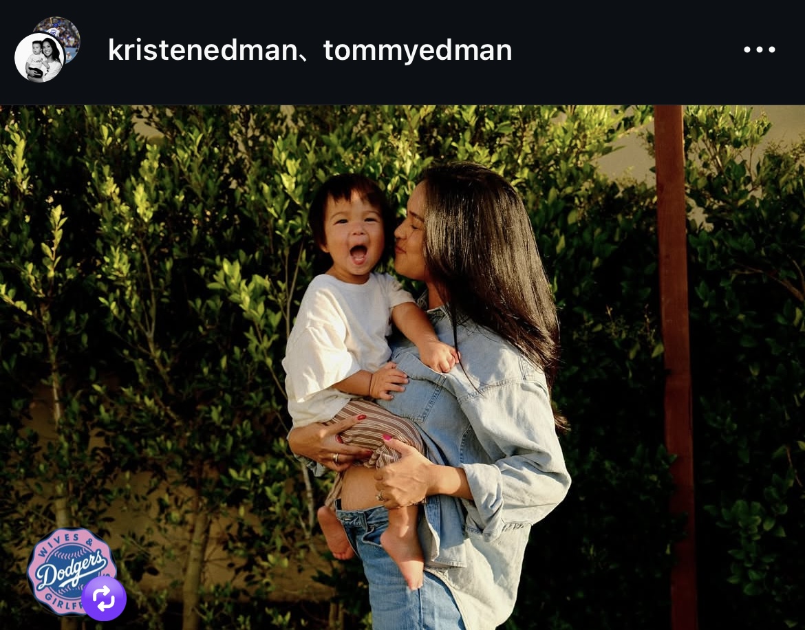 エドマンの妻クリスティン夫人のインスタグラムから