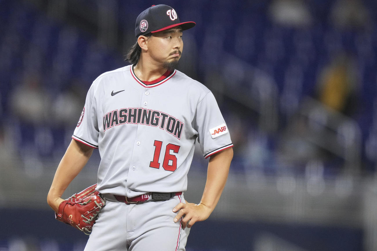 メジャー自己ワーストの5失点を喫したナショナルズ小笠原慎之介（AP）