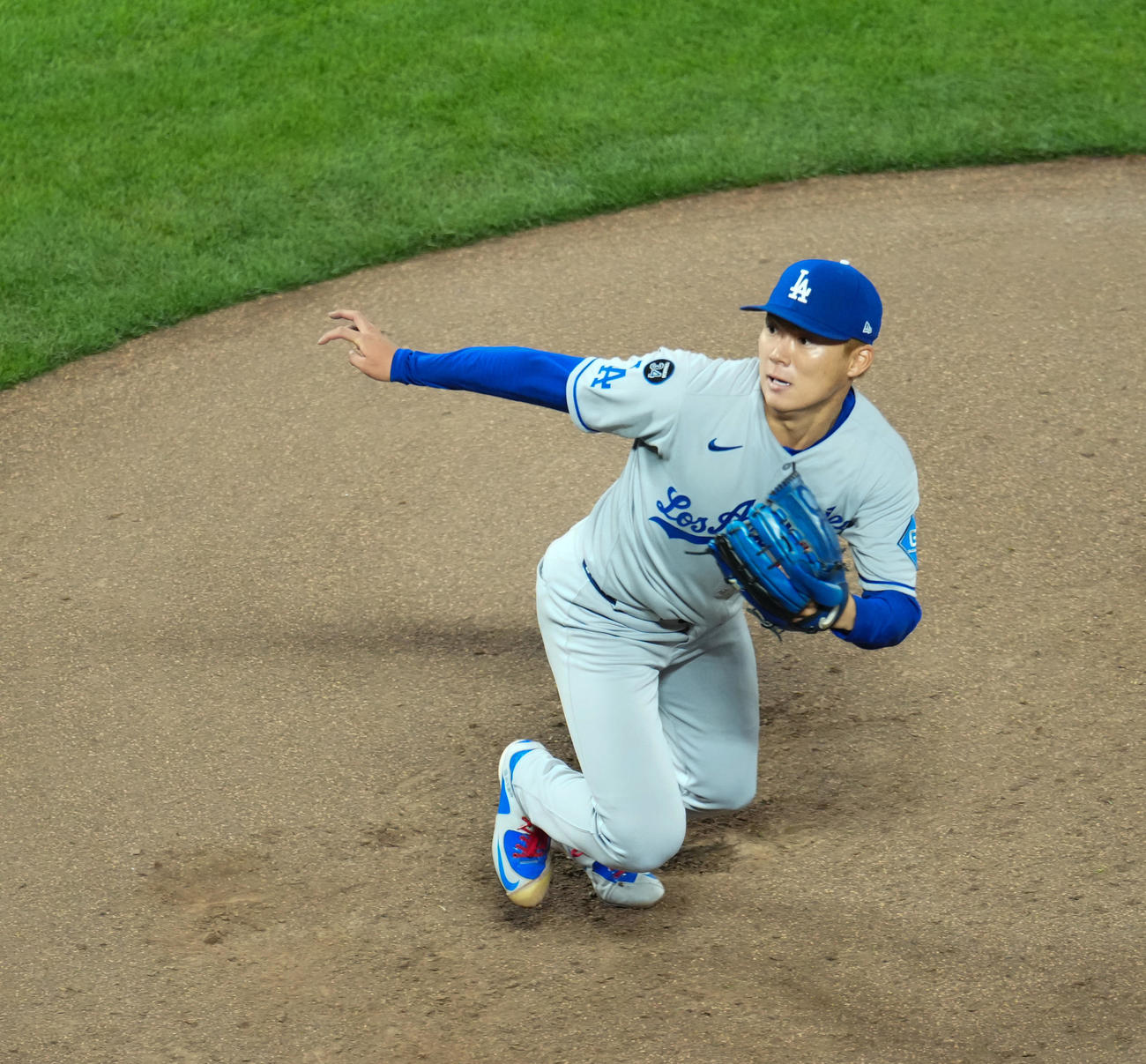 ジャイアンツ対ドジャース　ドジャース先発の山本（撮影・菅敏）