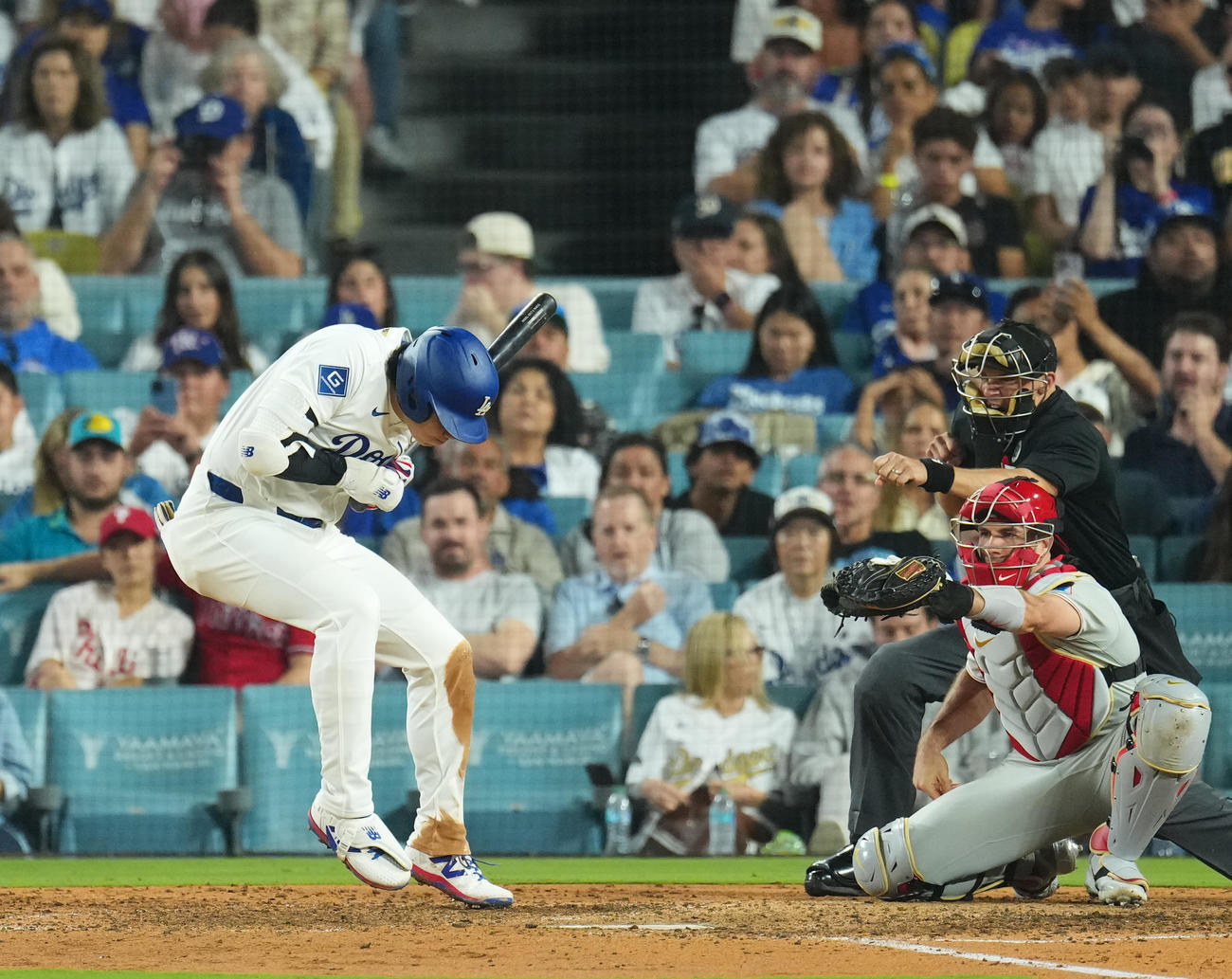 ドジャース対フィリーズ　7回裏ドジャース1死、見逃しの三振に倒れる大谷（撮影・菅敏）