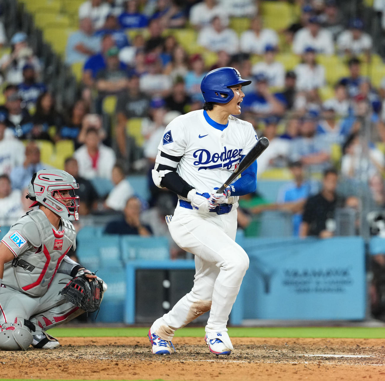 ドジャース対フィリーズ　9回裏ドジャース2死、投ゴロに倒れる大谷（撮影・菅敏）