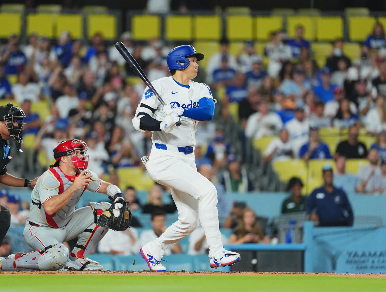 ドジャース対フィリーズ　1回裏ドジャース無死、ニゴロに倒れる大谷（撮影・菅敏）