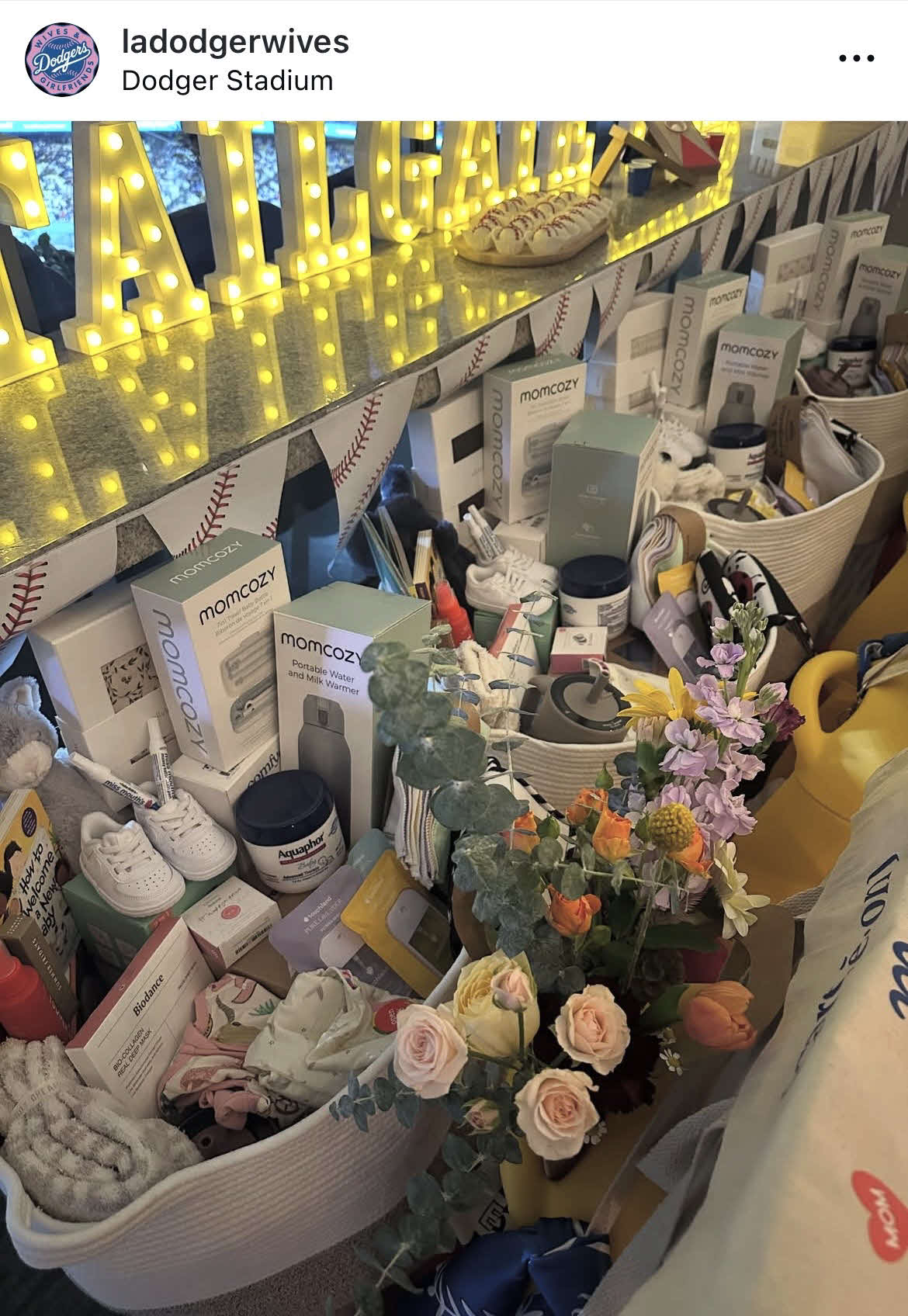 用意されたプレゼント（ドジャース奥様会のインスタグラムから）