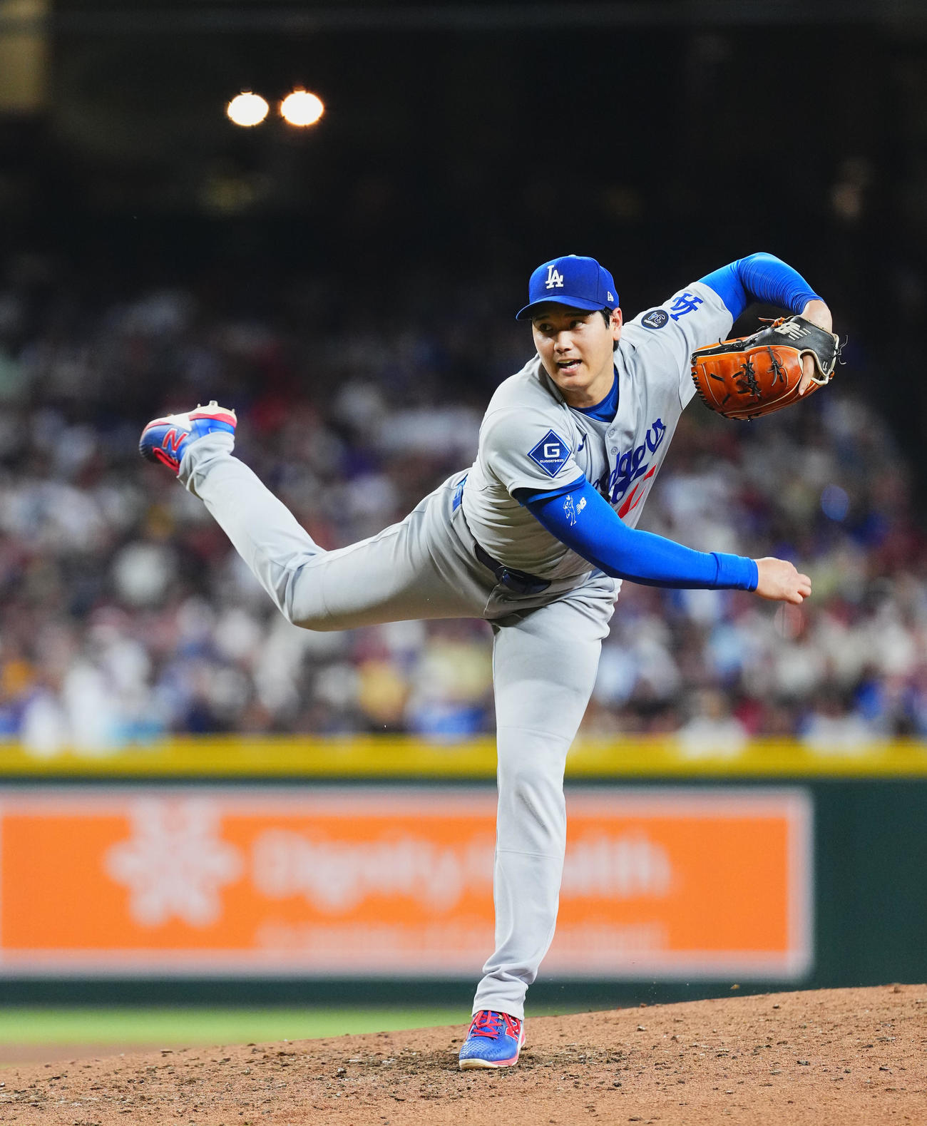 ダイヤモンドバックス対ドジャース　力投するドジャース大谷（撮影・菅敏）