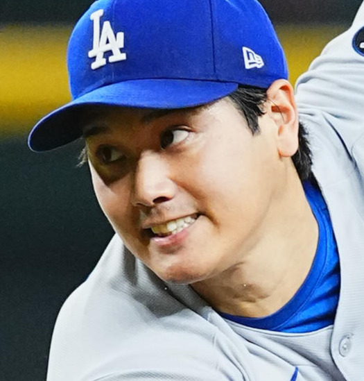 ダイヤモンドバックス対ドジャース　力投するドジャース大谷（撮影・菅敏）