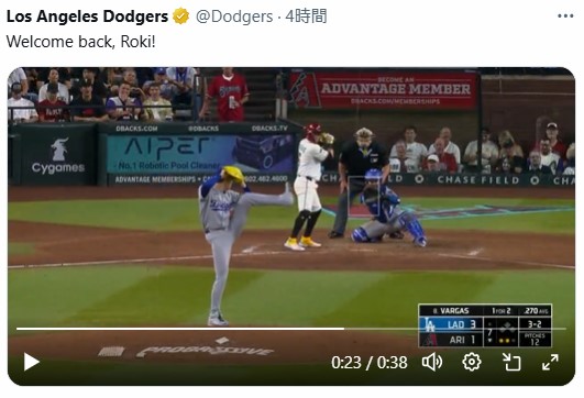 ドジャースの公式Xから