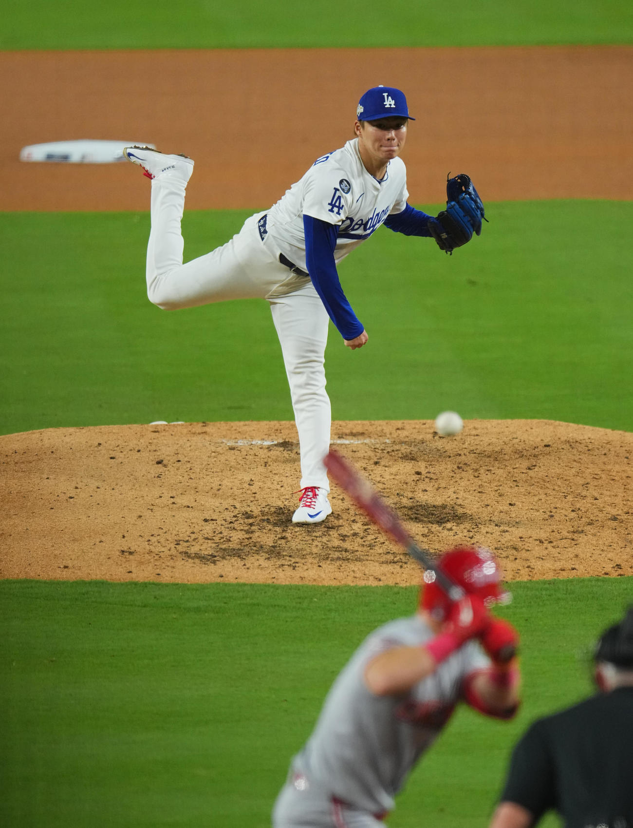 ドジャース対レッズ　ドジャース先発の山本（撮影・菅敏）
