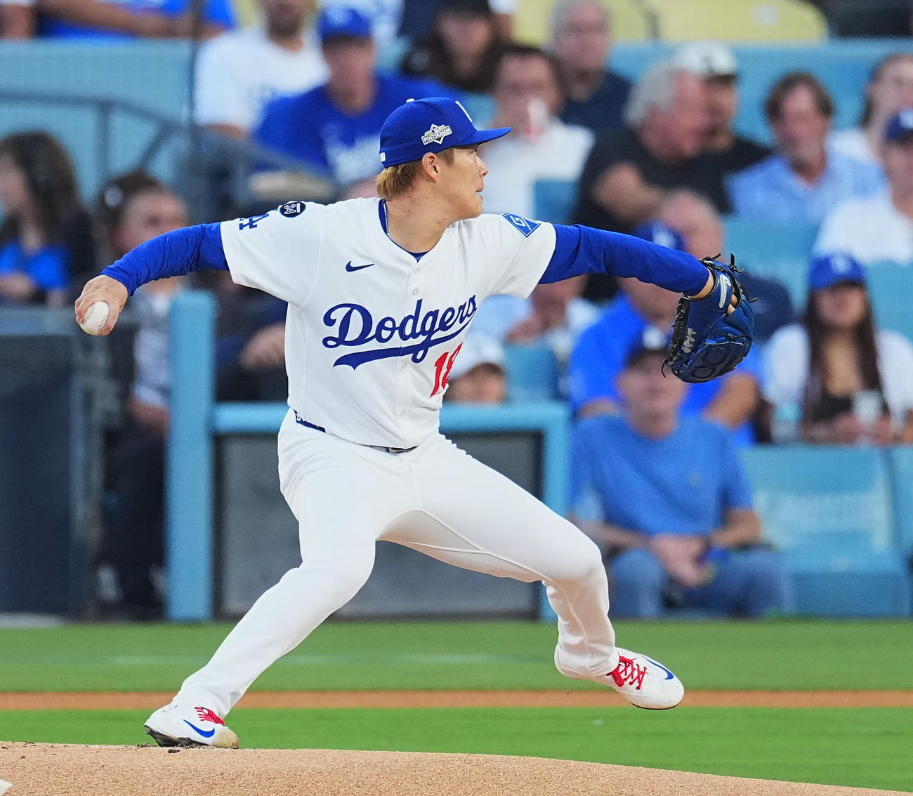 ドジャース対レッズ　ドジャース先発の山本（撮影・菅敏）