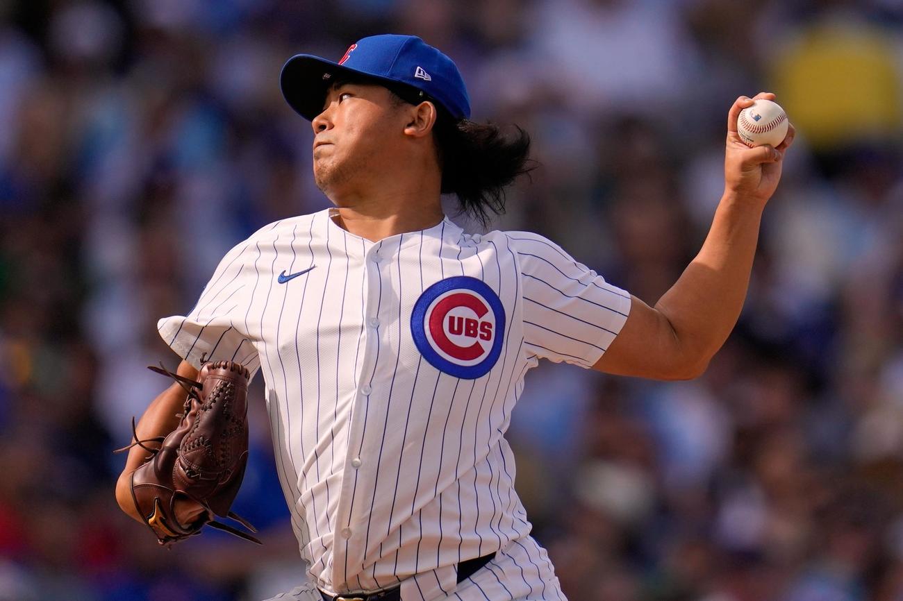 ワイルドカードシリーズのパドレス戦の2回から登板したカブス今永昇太（AP）
