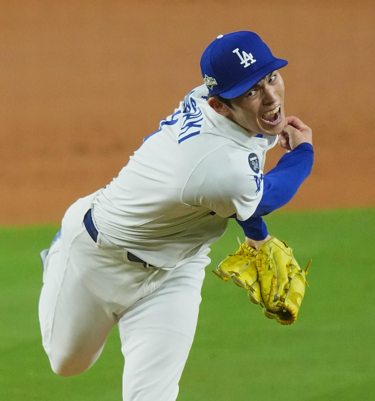 ドジャース対レッズ　9回に登板し、最後を締めくくったドジャース佐々木（撮影・菅敏）