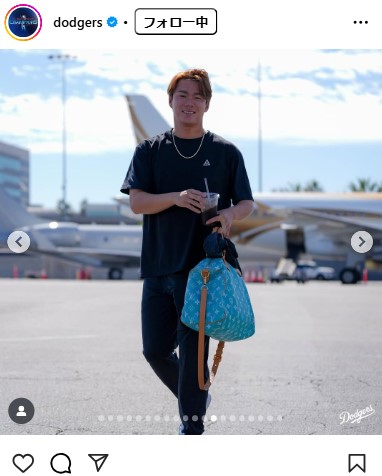ドジャースの公式インスタグラムから