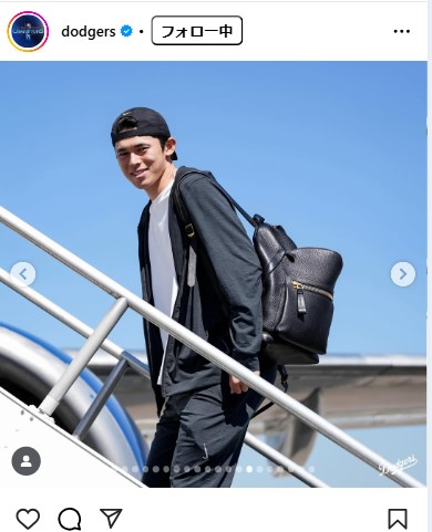 ドジャースの公式インスタグラムから