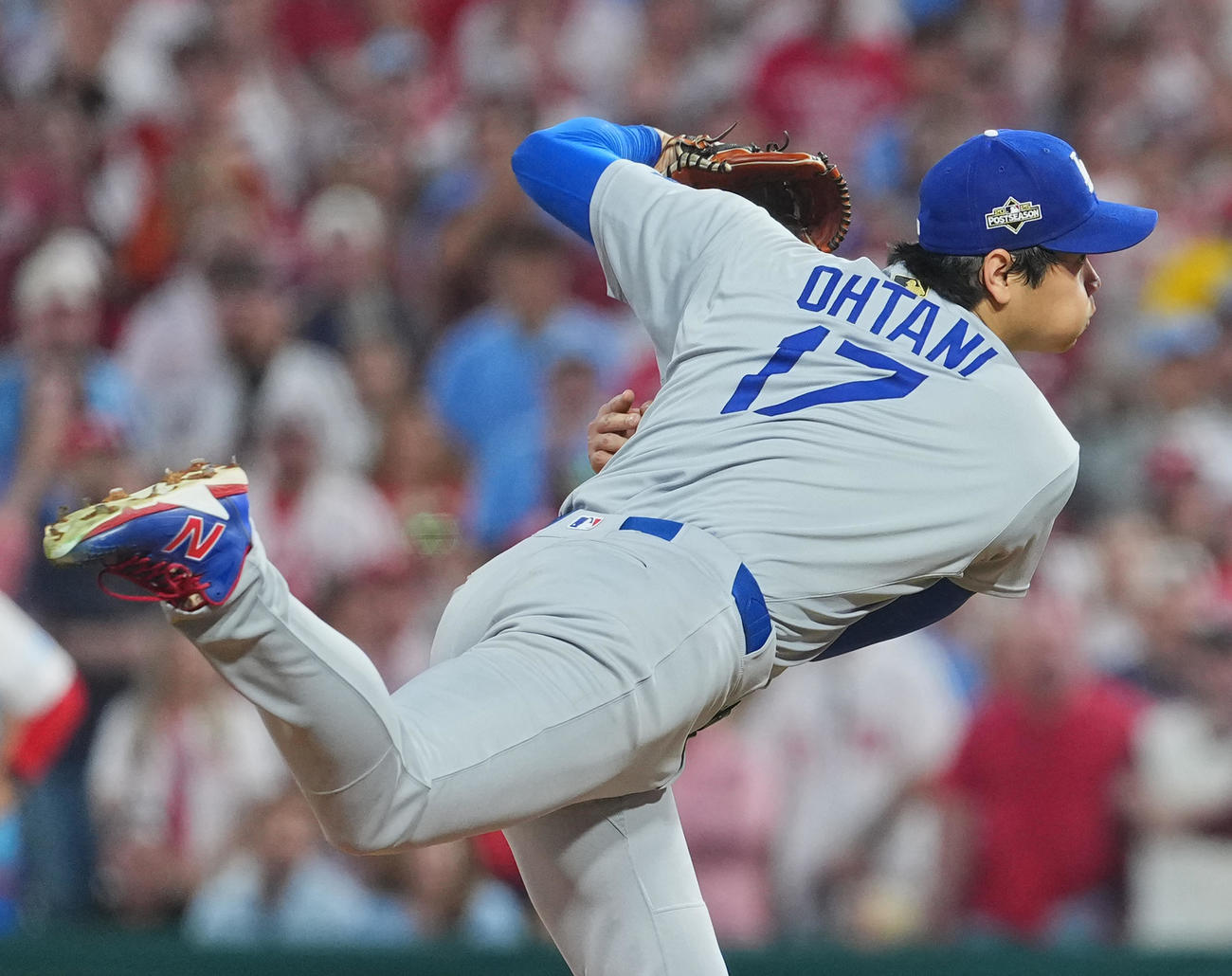 地区シリーズ・フィリーズ対ドジャース　ドジャース先発の大谷（撮影・菅敏）