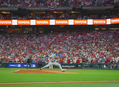地区シリーズ・フィリーズ対ドジャース　ドジャース先発の大谷（撮影・菅敏）