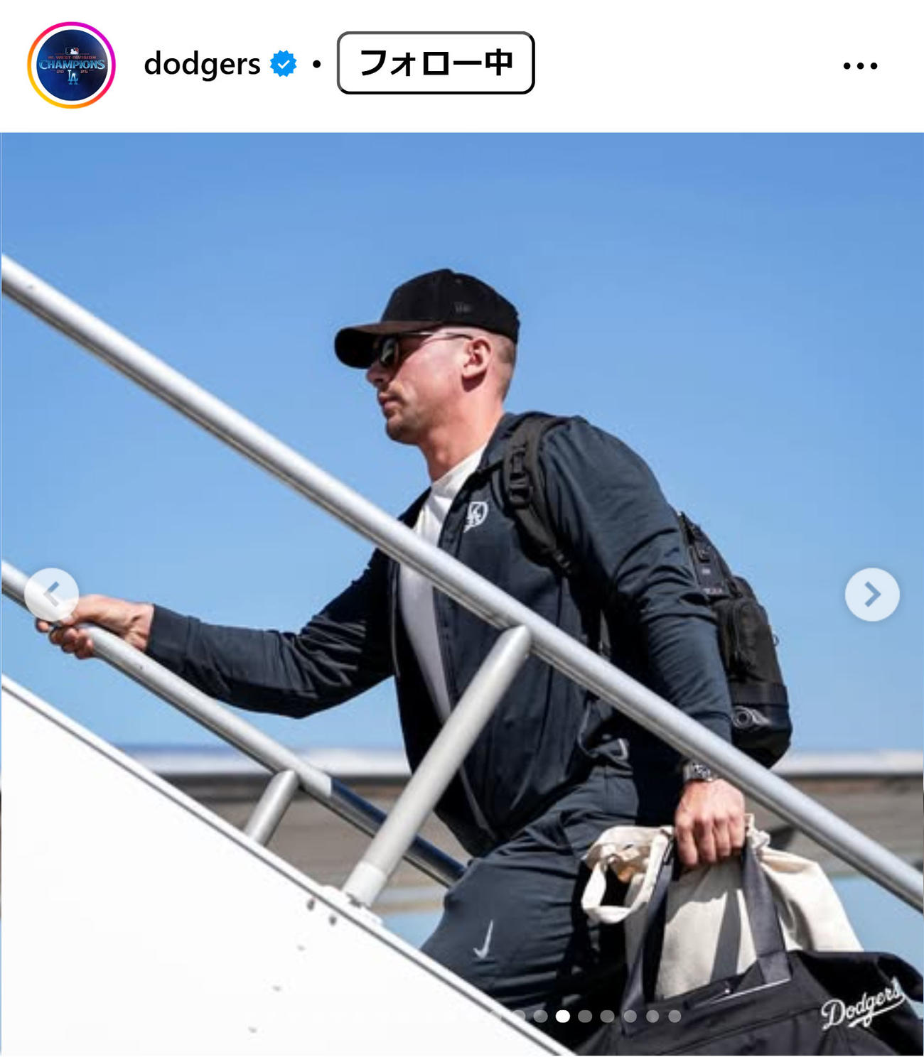 ドジャースの公式インスタグラムから