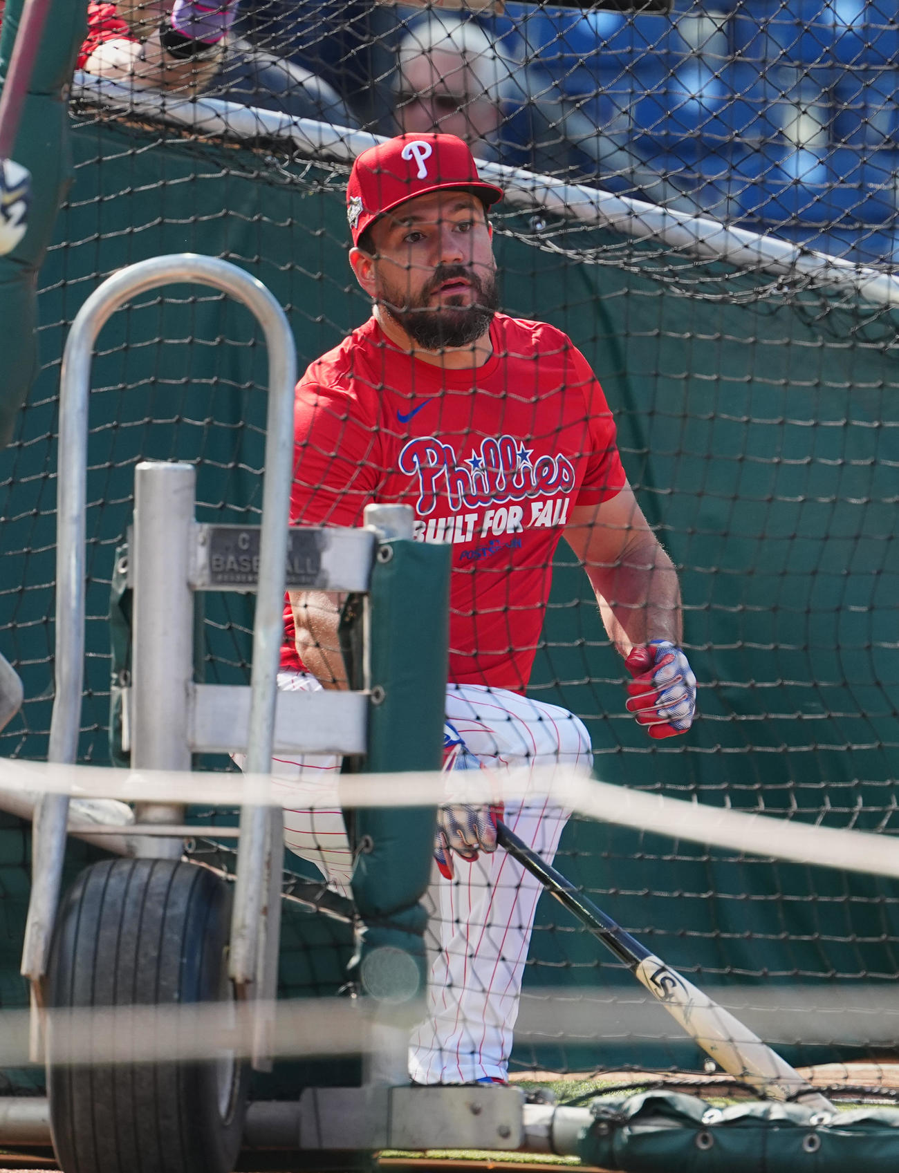 地区シリーズ・フィリーズ対ドジャース前日練習でフリー打撃をするフィリーズ・シュワバー（撮影・菅敏）