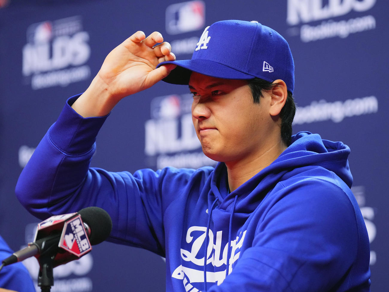 地区地区シリーズフィリーズ対ドジャース　前日会見に臨むドジャース大谷（撮影・菅敏）