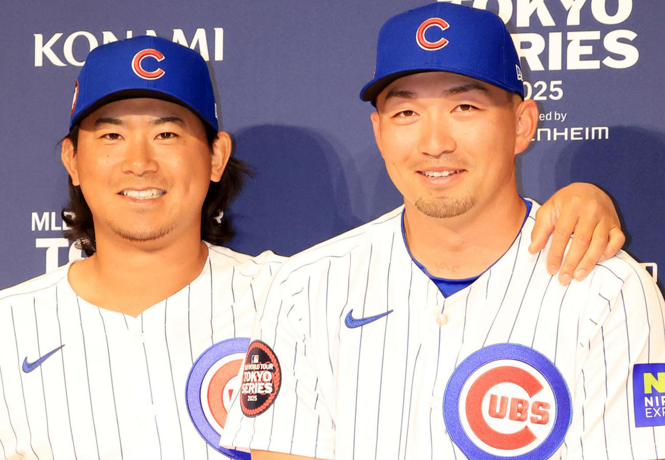 カブス今永昇太（左）と鈴木誠也（2025年撮影）