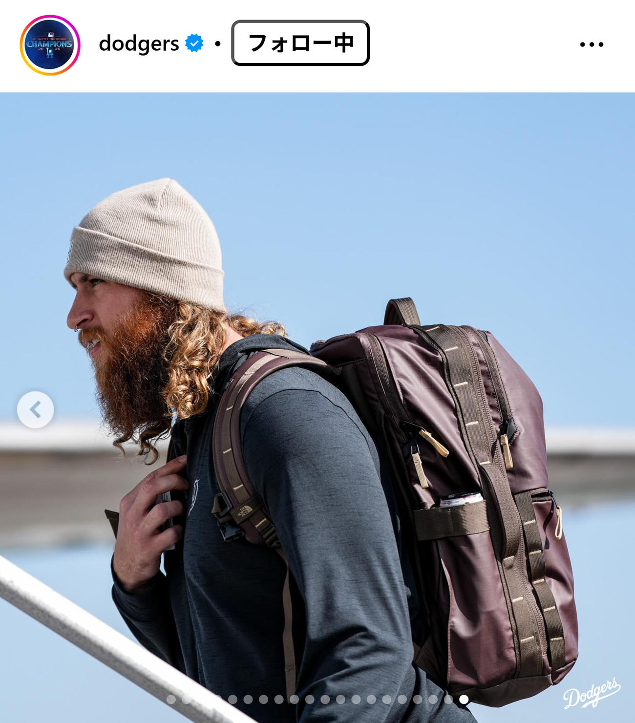 ドジャースの公式インスタグラムから