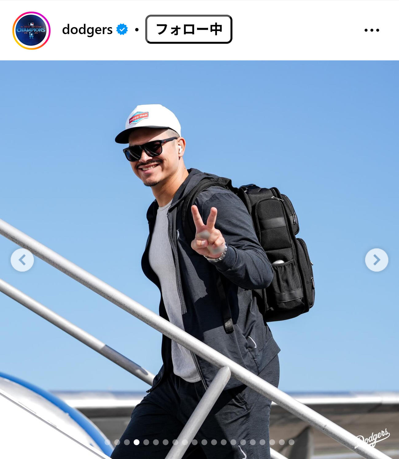 ドジャースの公式インスタグラムから